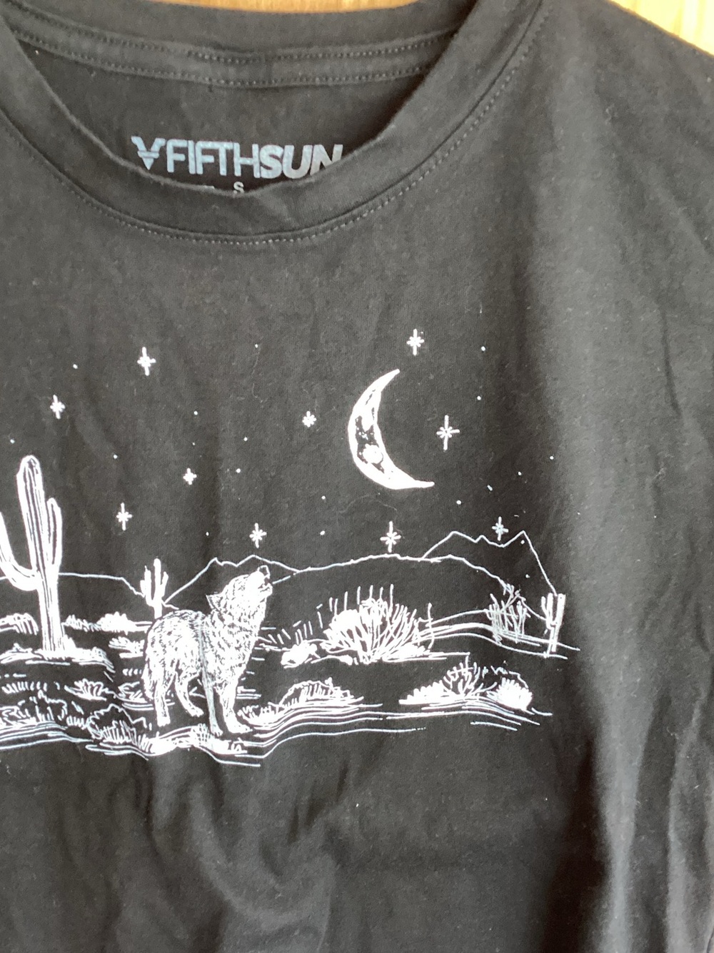 Fifth Sun Black Short Sleeve Tee with White Desert Wolf Graphic